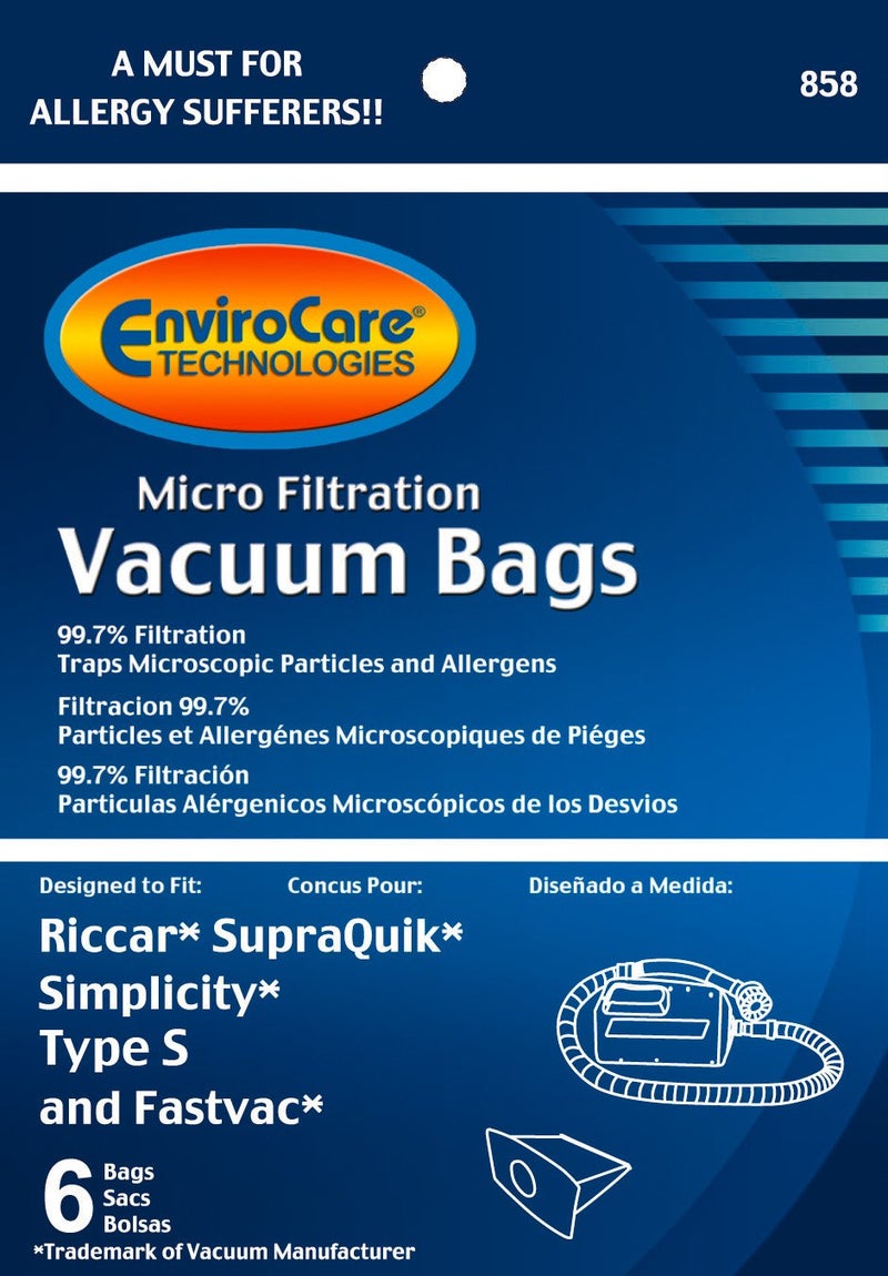 EnviroCare 858 Replacement Vacuum Bags Designed To Fit Riccar RSQ-6 SupraQuick, 6 Paper Bags - Image 2